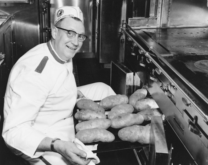 This photo was taken in 1957 to promote the new dining cars on the North Coast Limited after the Great Big Baked Potato was nearing its golden anniversary.